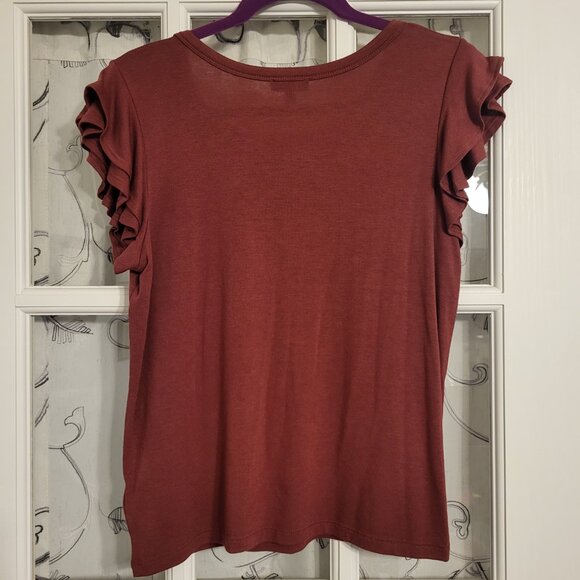 Women's Express Ruffled Cap Sleeve Tee- Medium - Picture 6 of 6
